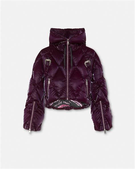 versace pillow talk puffer jacket|Baroque Buckle Puffer Jacket Purple .